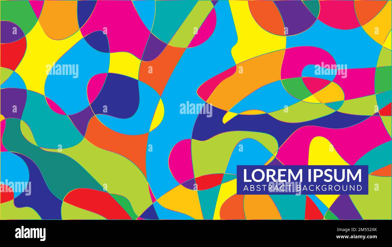 Overlaping multicolored wavy geomectric shape. Abstract background design template Stock Vector