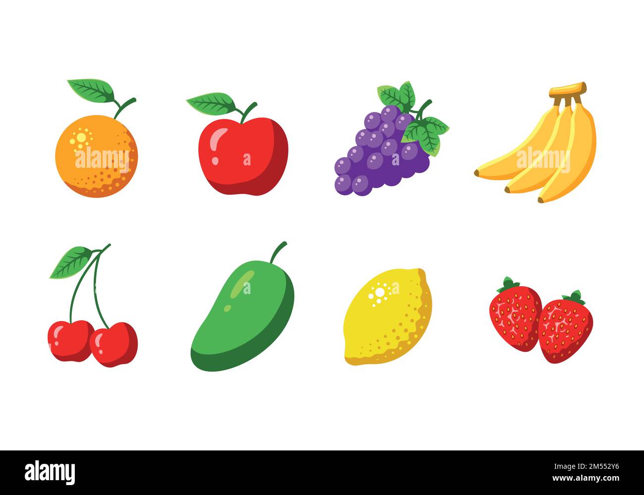 A collection set of fruits on a white background Stock Vector Image ...
