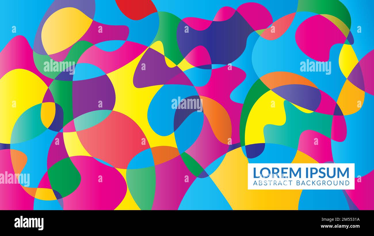 Overlapping multi colored wavy geometric shapes. Abstract background design template. Stock Vector