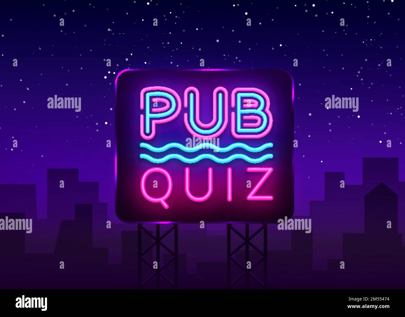 Pub Quiz night announcement poster vector design template. Quiz night