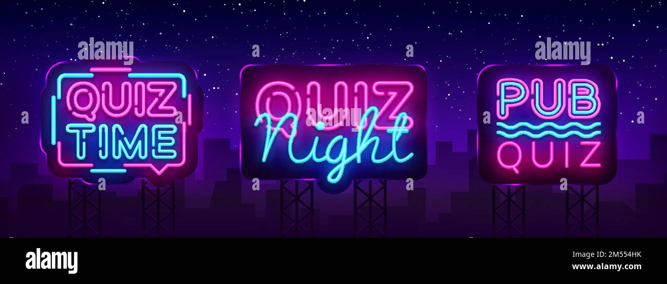 Quiz night collection announcement poster vector design template. Quiz