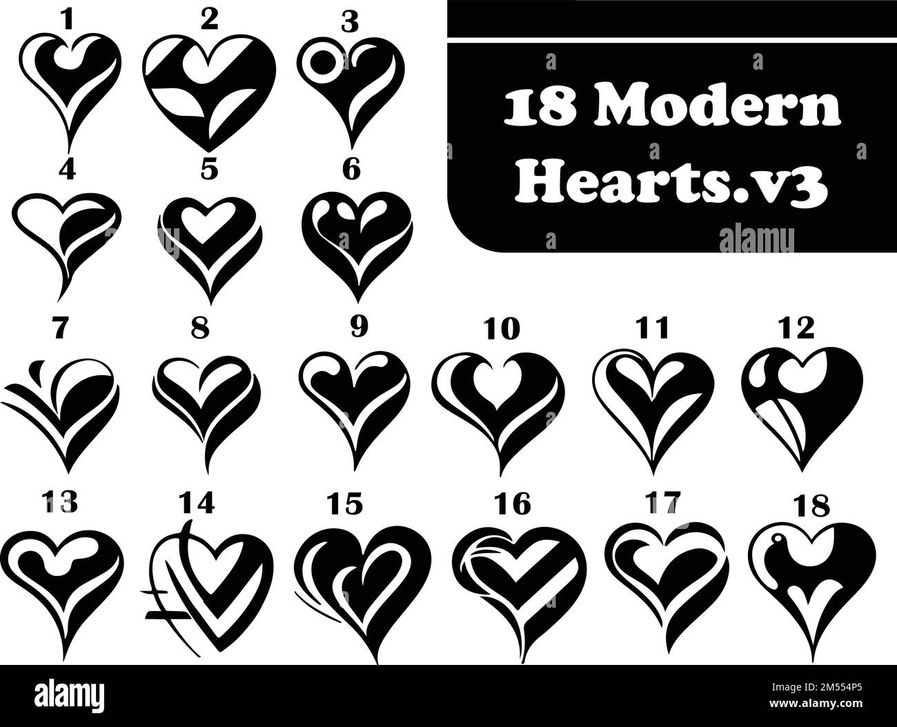 A bundle of modern heart vectors v1 Stock Vector Image & Art Alamy