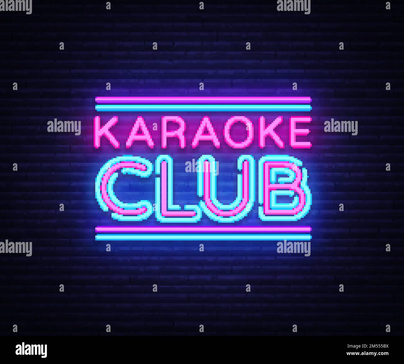 Karaoke Club neon sign vector. Karaoke design template neon sign, light