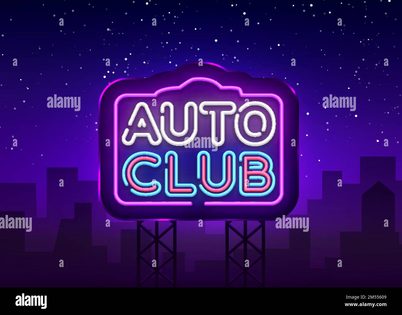 Auto Club neon sign vector. Car Service design template neon sign