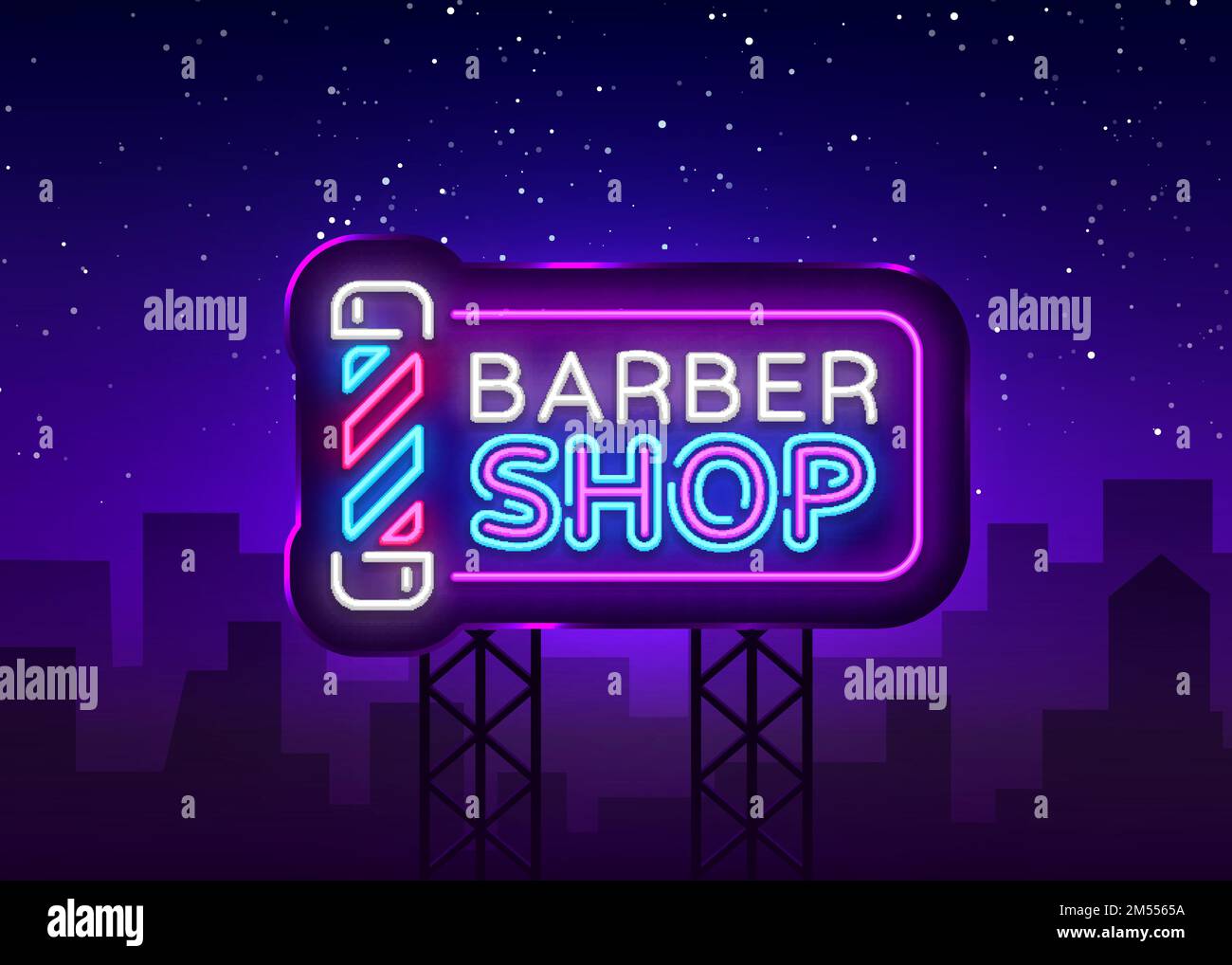 Barber Shop Sign Vector Design Template Barber Shop Neon Logo Light