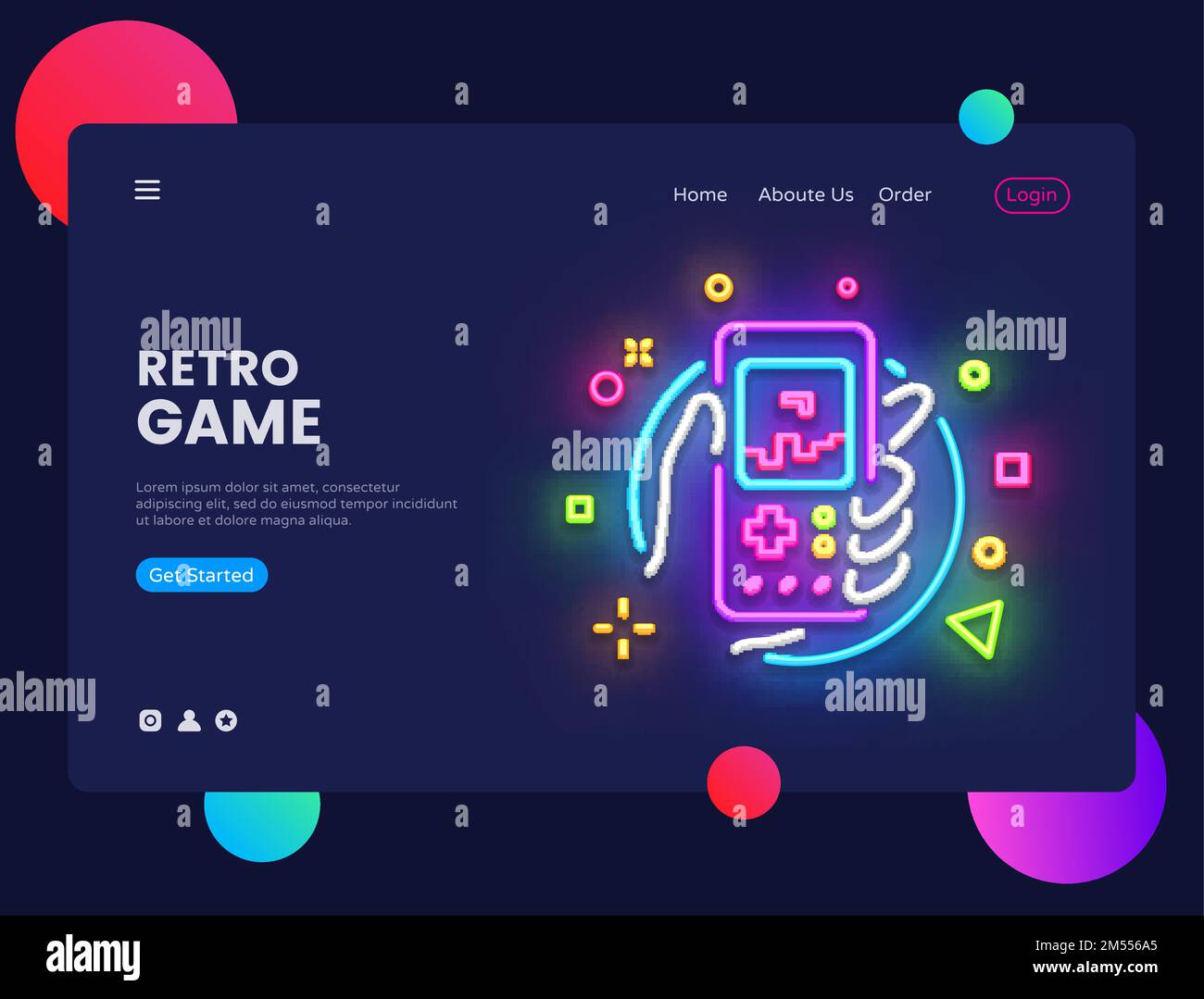 Hard games neon sign game logo Royalty Free Vector Image