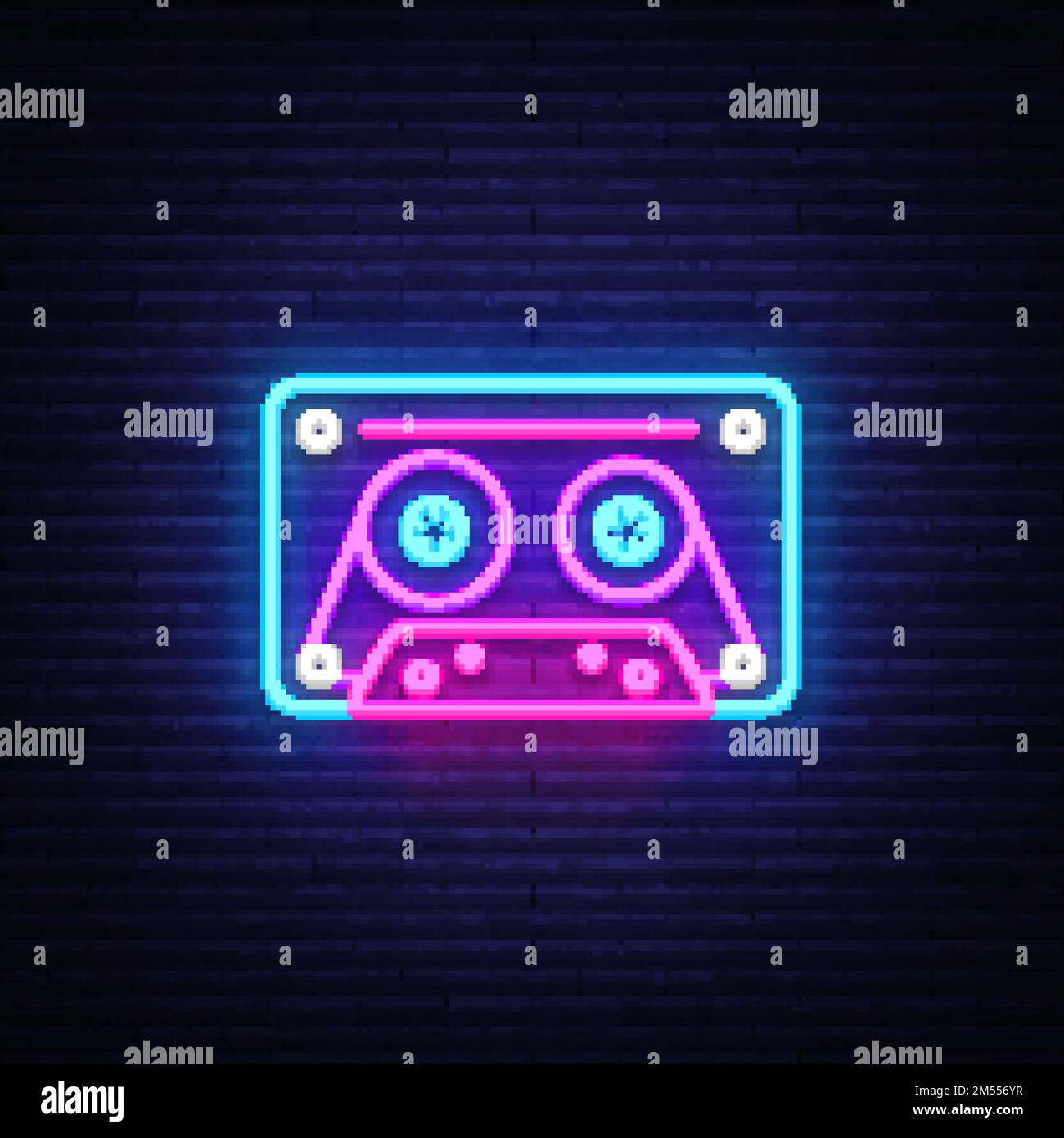 Cassetts for tape recorder neon sign vector. Retro Music Design ...