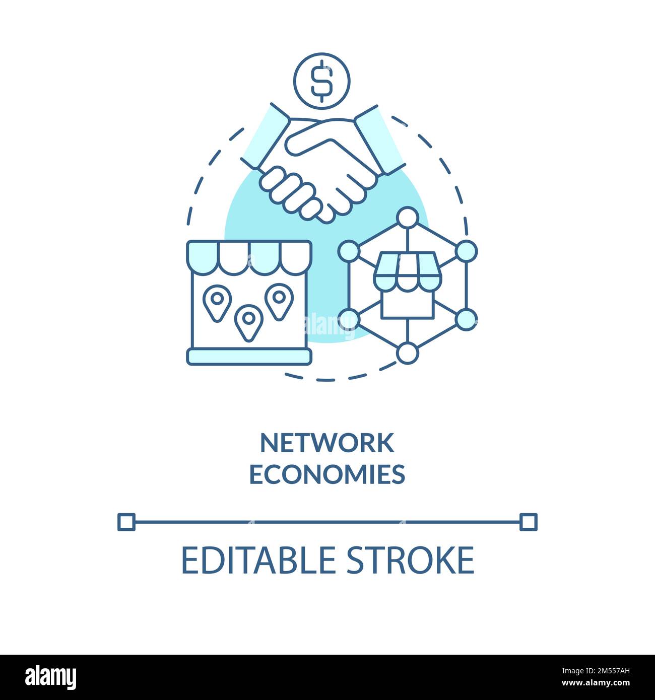 Network economies turquoise concept icon Stock Vector