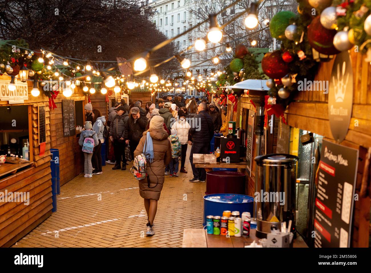 Christmas street market in Sofia Bulgaria, Eastern Europe, Balkans, EU