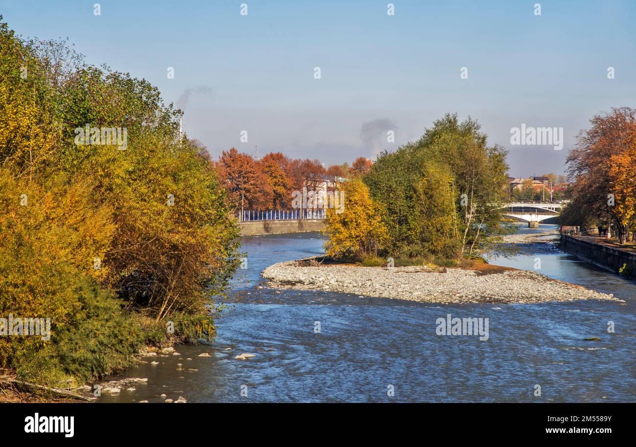 Terek river in Vladikavkaz. Republic of North Ossetia–Alania. Russia Stock Photo