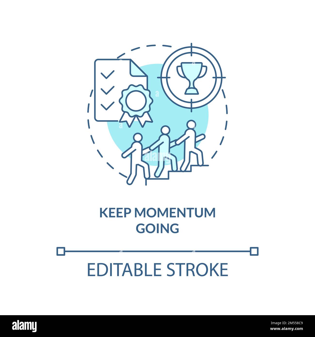 Keep momentum going turquoise concept icon Stock Vector