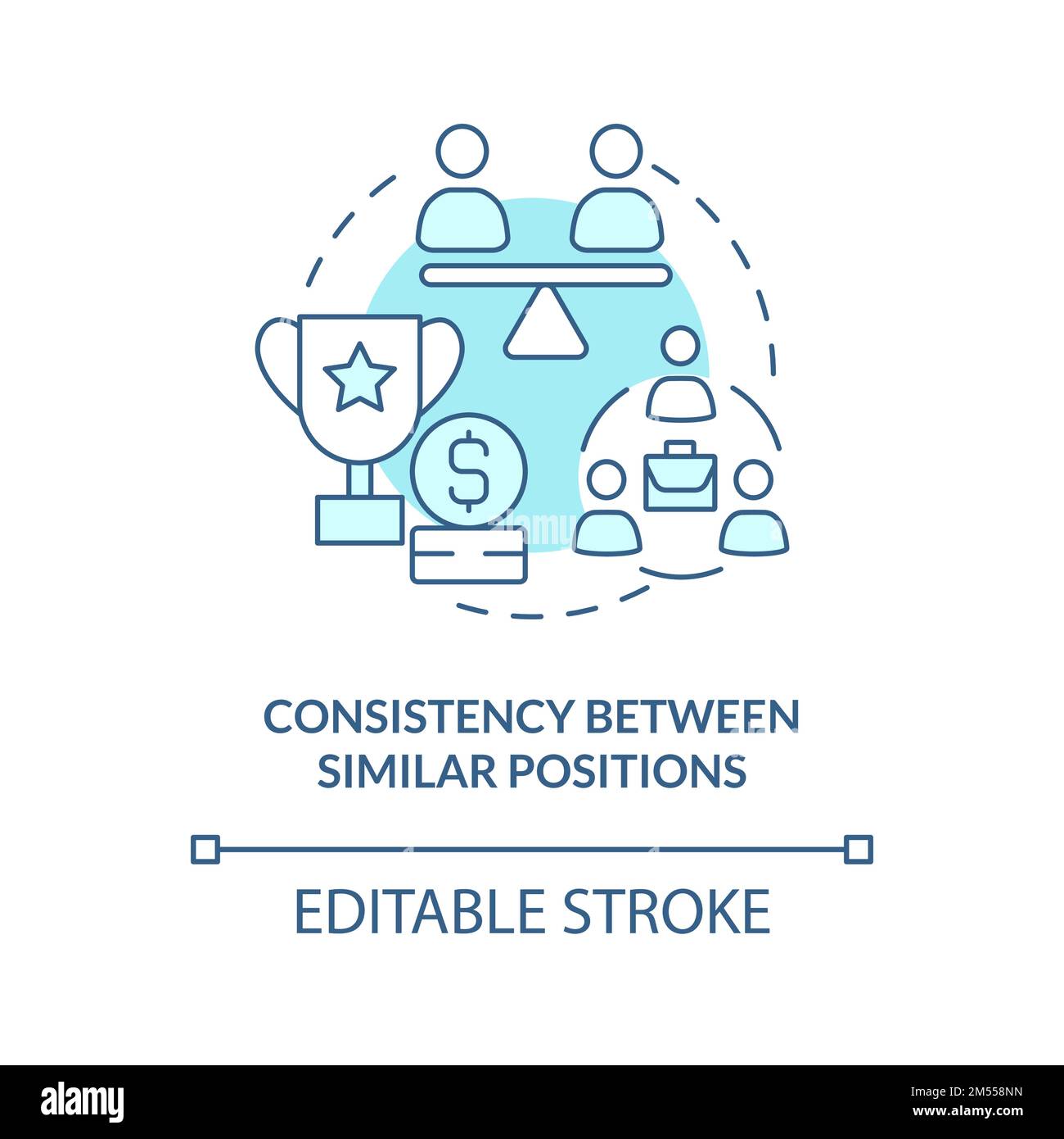 Consistency between similar positions turquoise concept icon Stock Vector