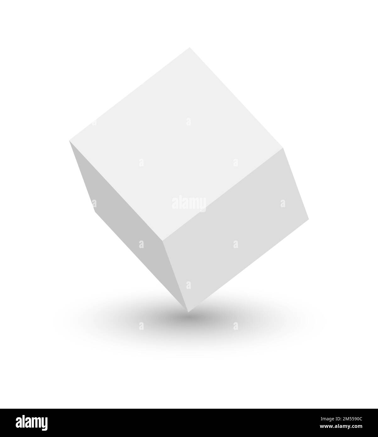 White cube. 3D abstract box with shadow. Geometric paper square empty