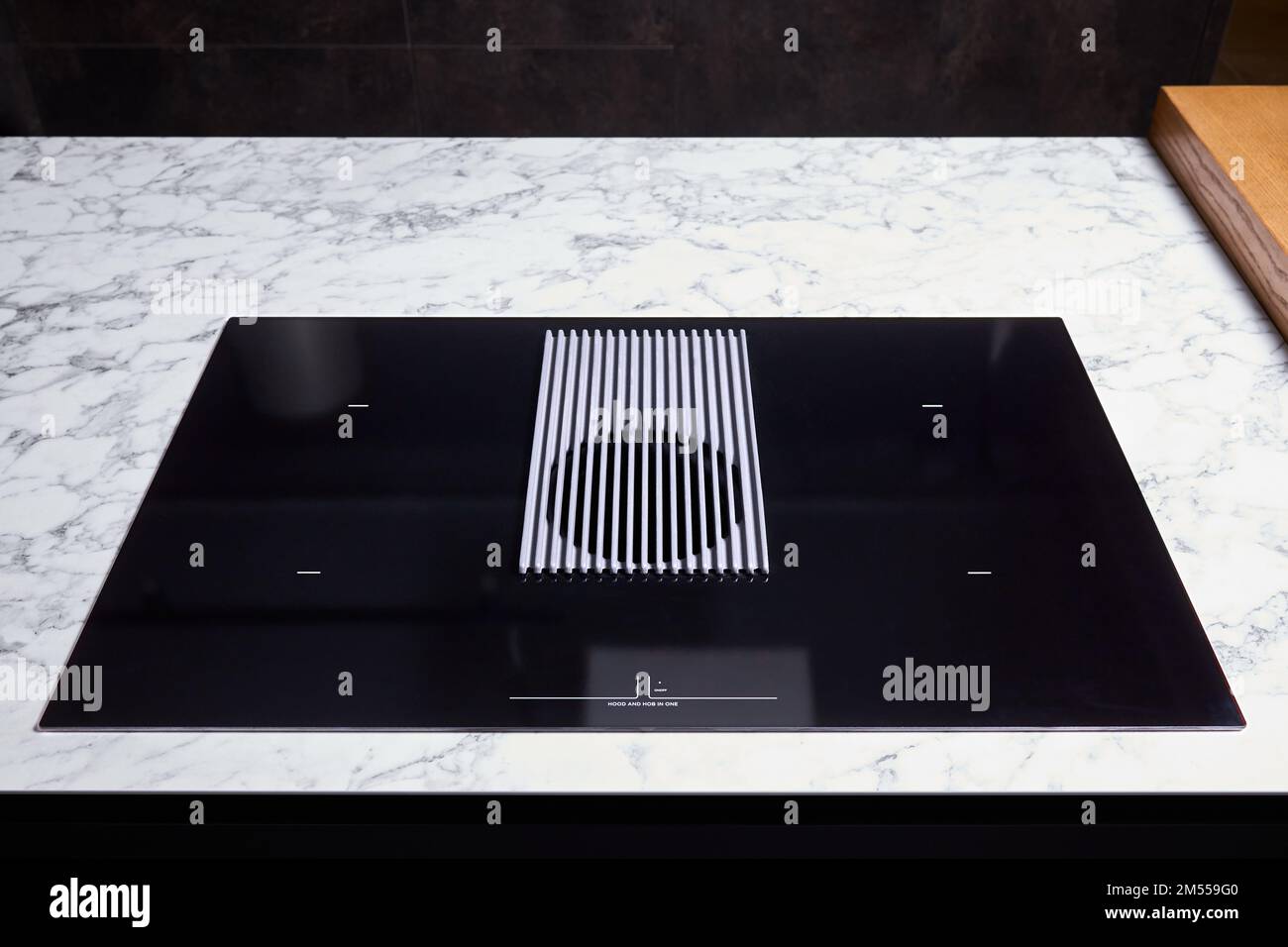 Induction cooker black glass hob with integrated hood or aspirating