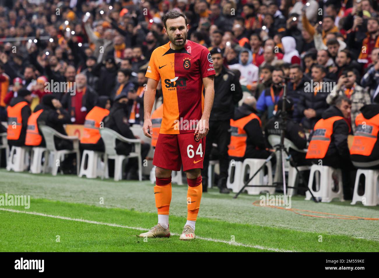 ISTANBUL, TURKEY - DECEMBER 25: Juan Mata of Galatasaray looks on