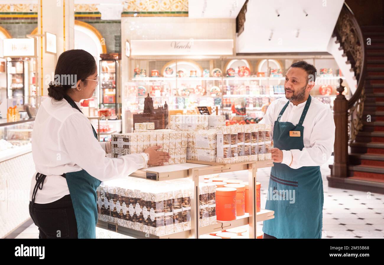 EDITORIAL USE ONLY Employees Harshita Jaiswal and Mohammed Kabir at