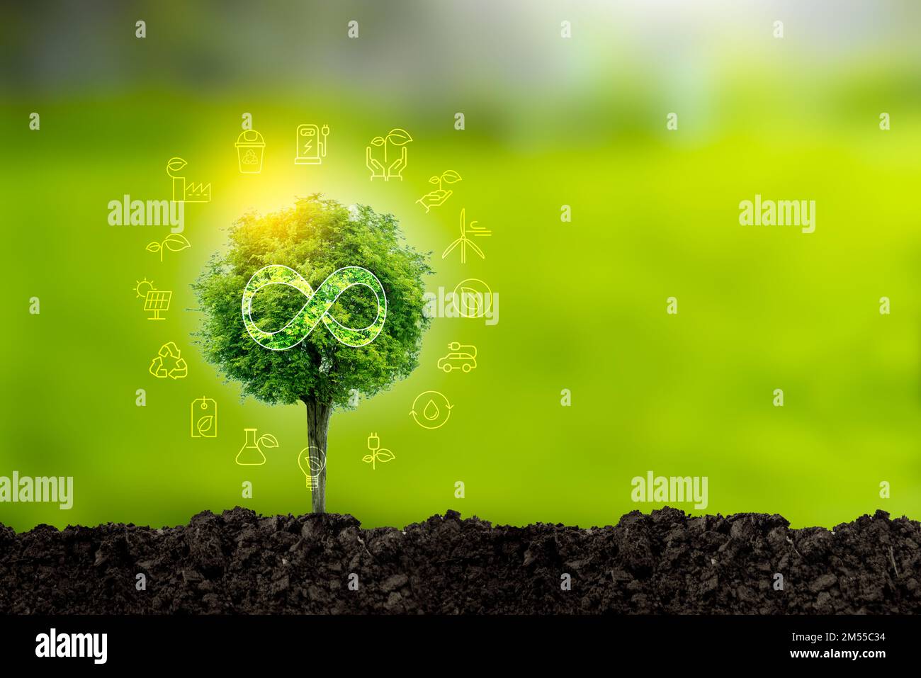 3D illustration Renewable energy concept Earth Day or environmental ...