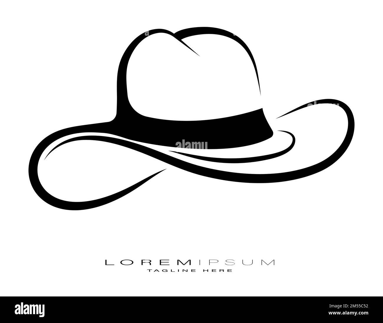 Emblem of wide brimmed cowboy hat. Sketch of sheriff headdress or