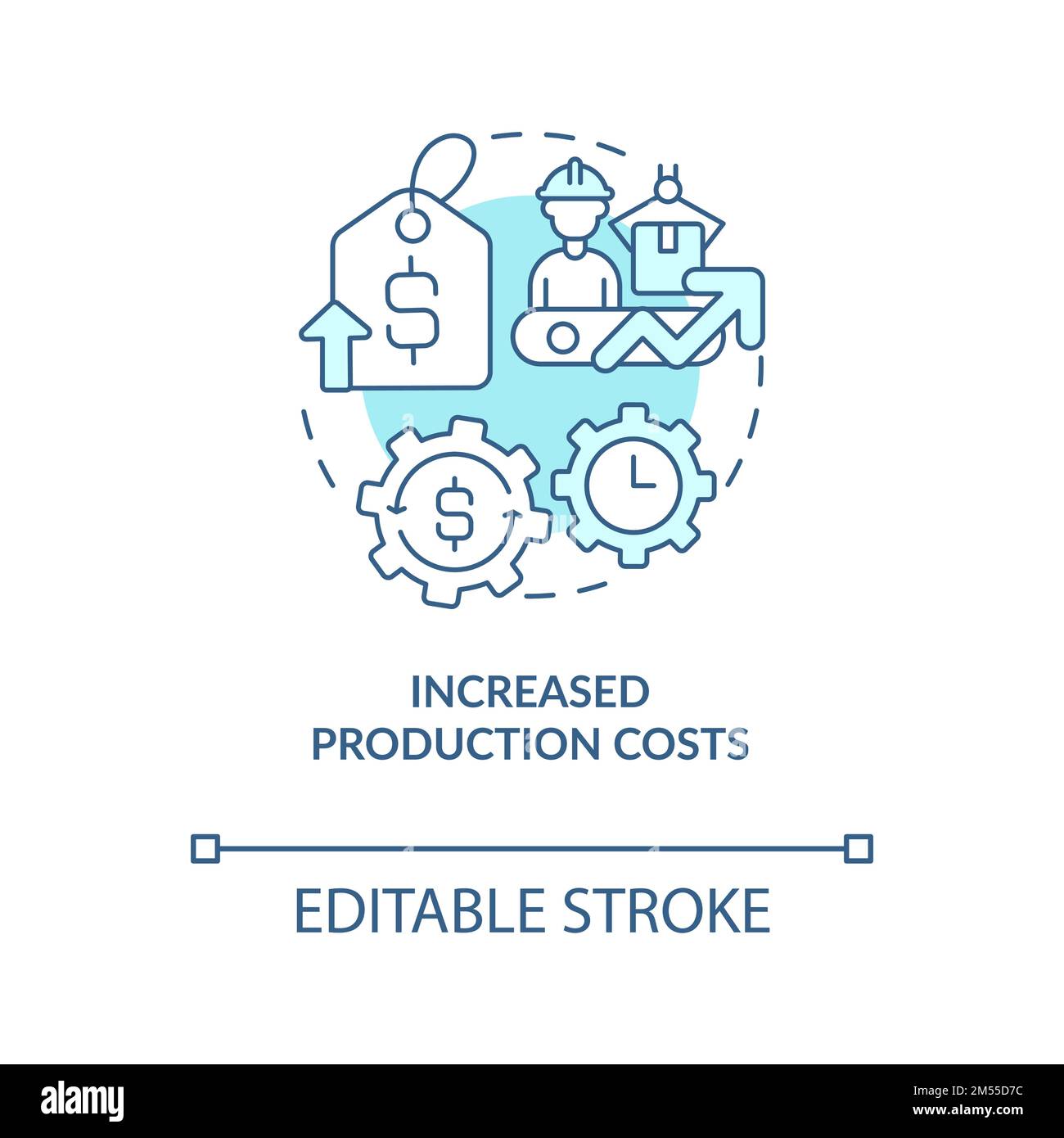 Increased production costs blue concept icon Stock Vector