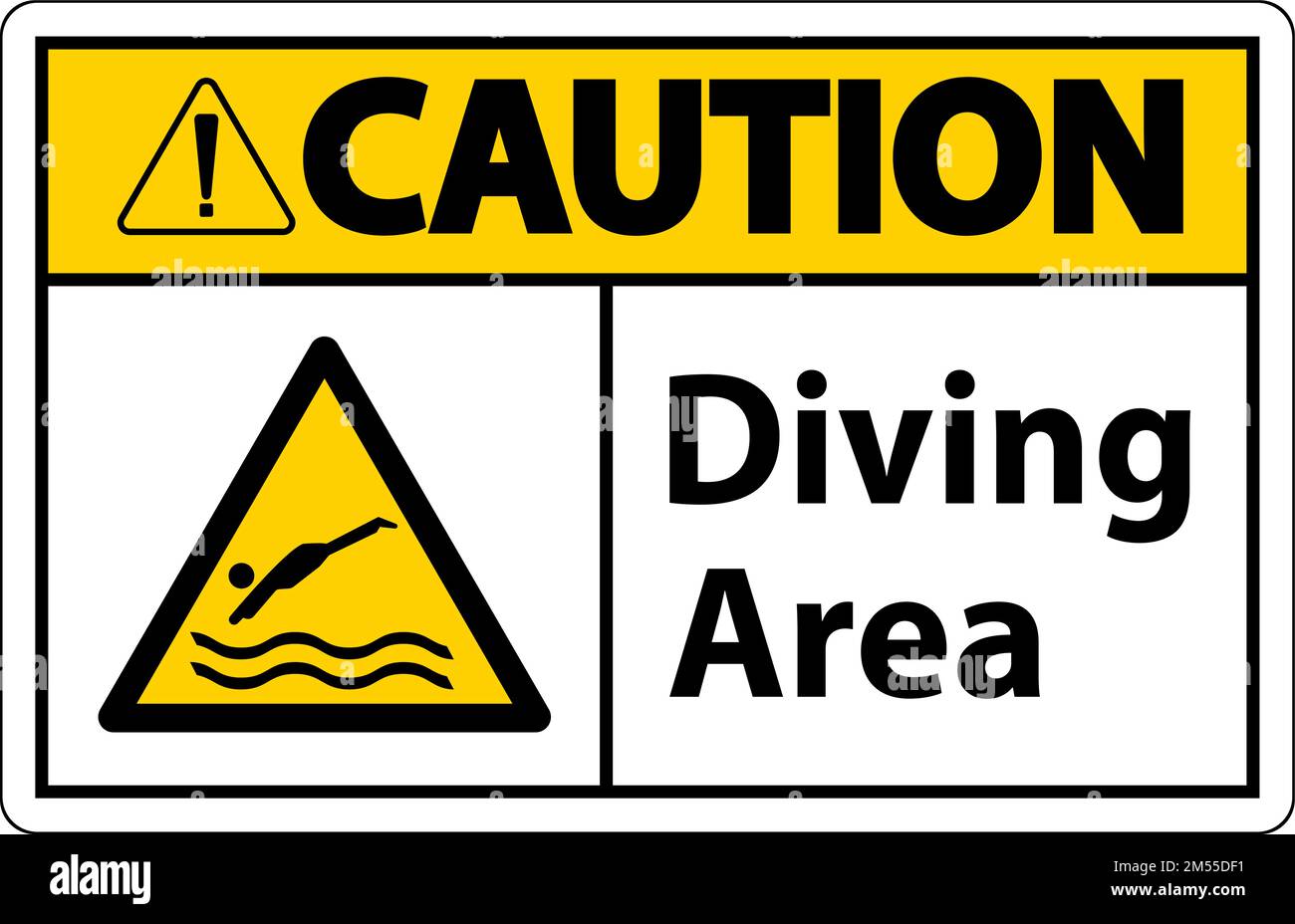 Caution Diving Area Hazard Sign On White Background Stock Vector Image
