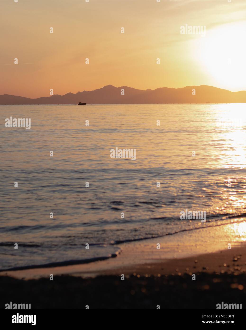 An aerial view of sea during sunset Stock Photo - Alamy