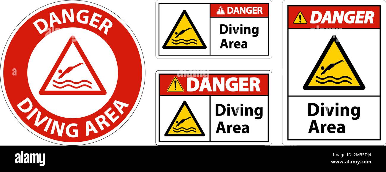 Danger Diving Area Hazard Sign On White Background Stock Vector Image