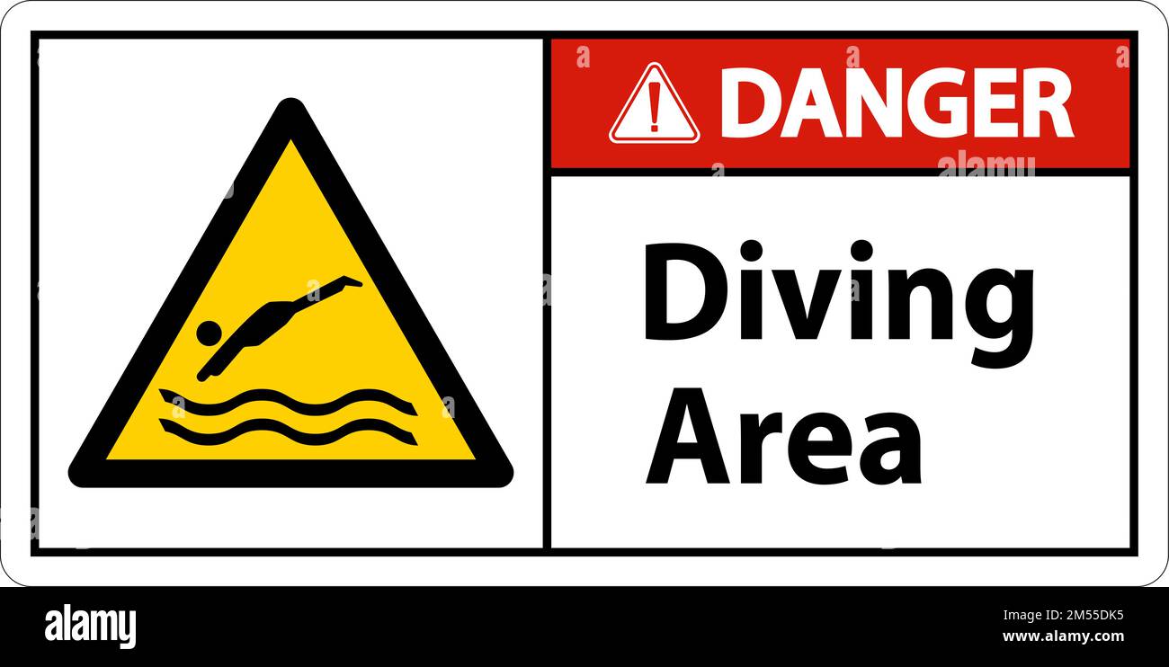 Danger Diving Area Hazard Sign On White Background Stock Vector Image