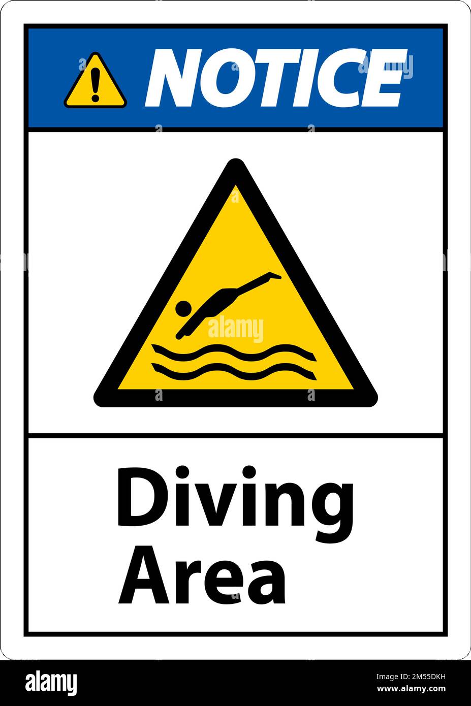 Notice Diving Area Hazard Sign On White Background Stock Vector Image