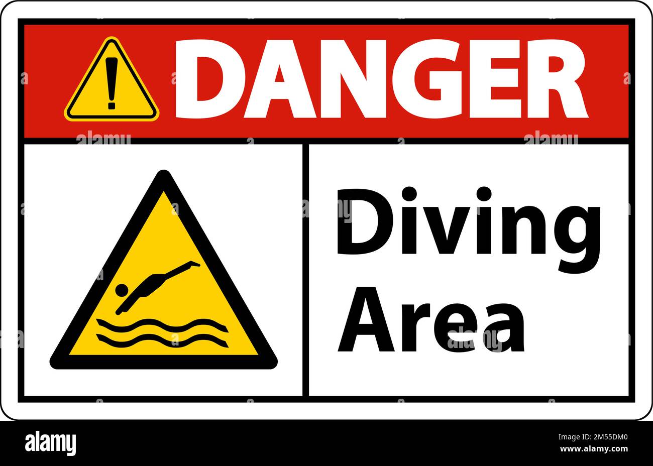 Danger Diving Area Hazard Sign On White Background Stock Vector Image