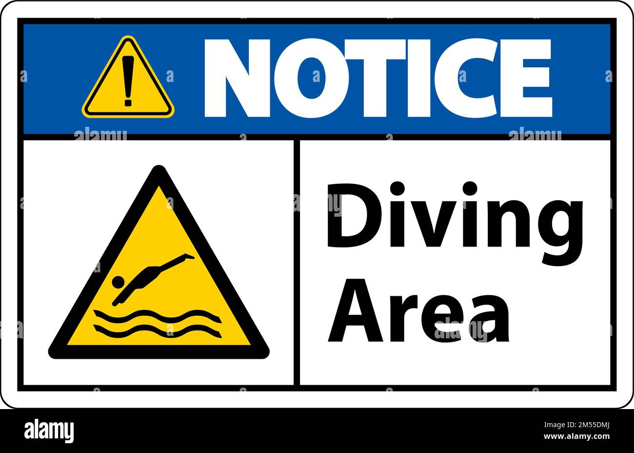 Notice Diving Area Hazard Sign On White Background Stock Vector Image
