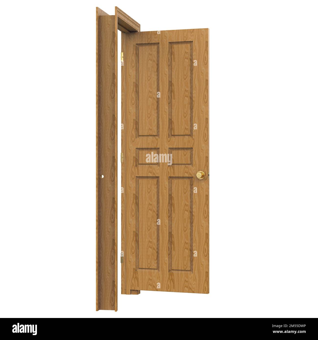 wooden open isolated interior door wood closed 3d illustration ...