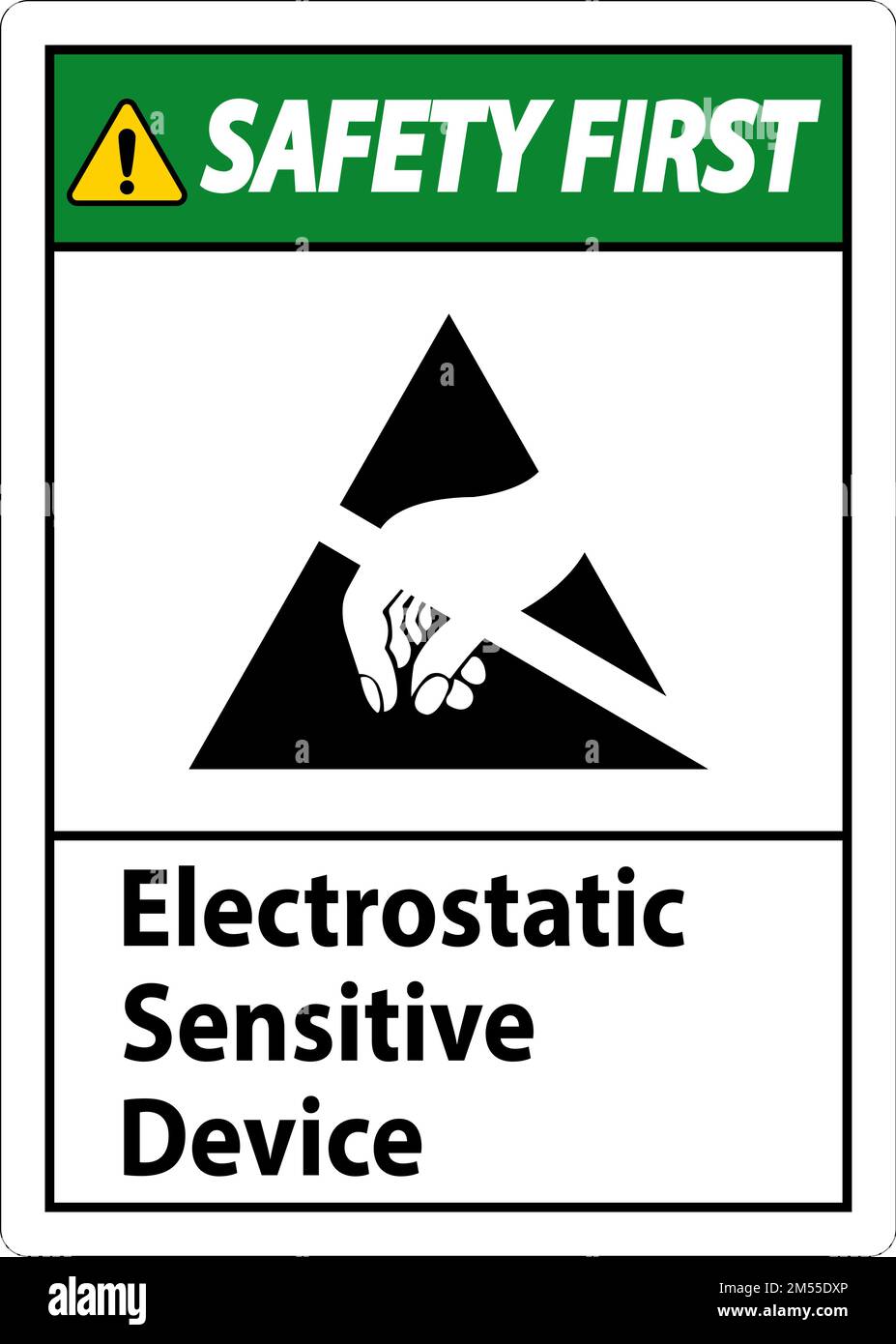 Safety First Electrostatic Sensitive Device Sign On White Background