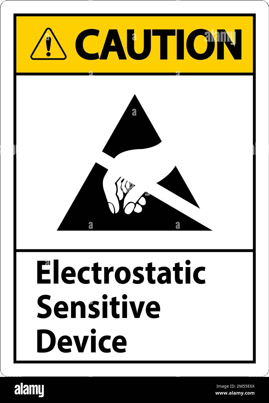 Caution Electrostatic Sensitive Device Sign On White Background Stock