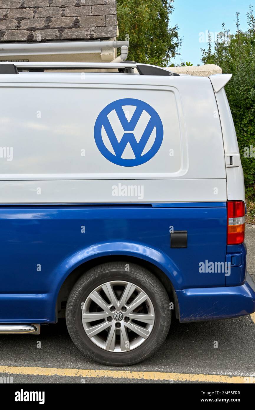 Newport, Pembrokeshire, Wales - August 2022: Sign on the side of a Volkswagen VW Transporter van Stock Photo