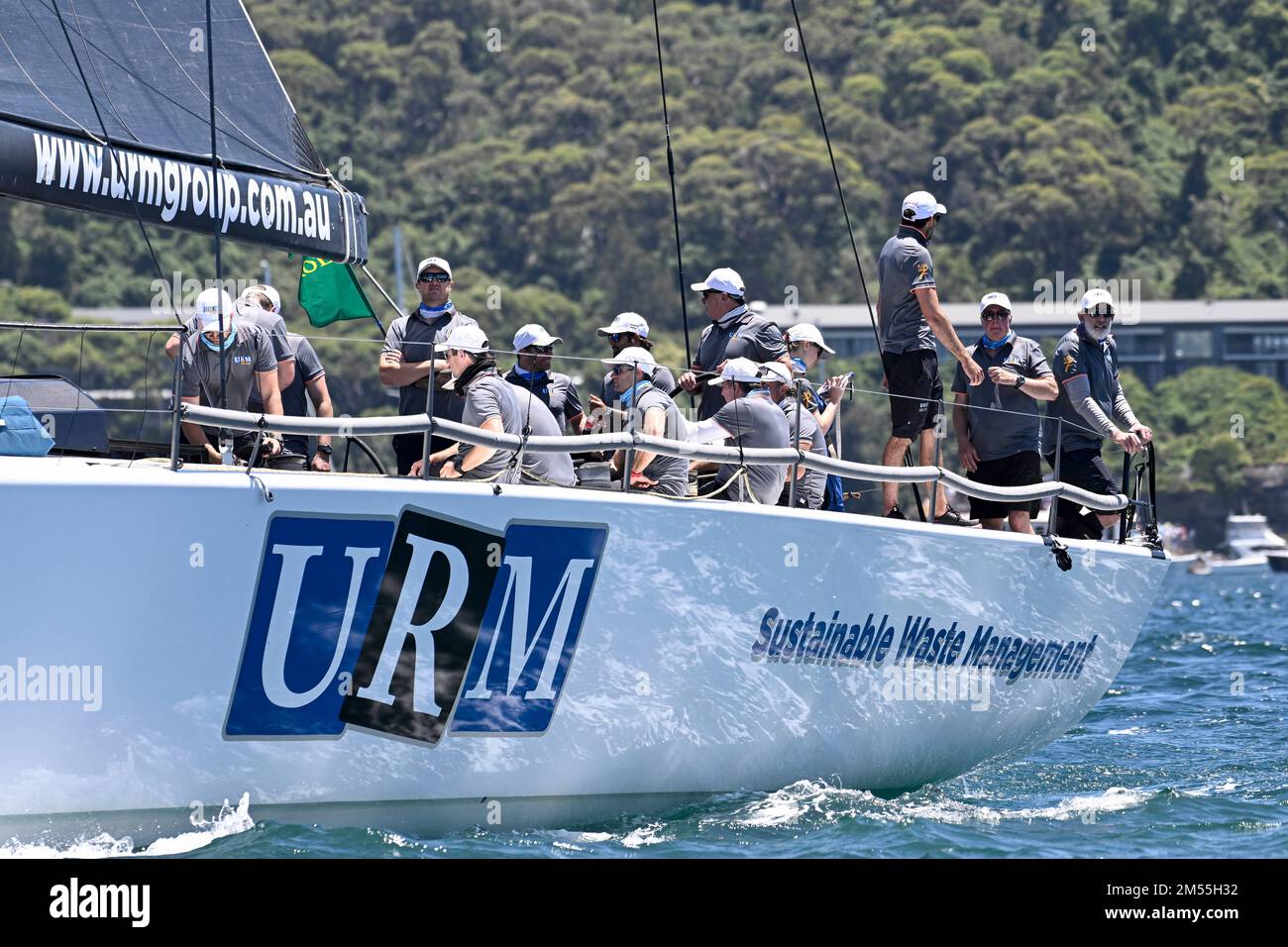 Sydney Harbour, Sydney, Australia. 26th Dec, 2022. 2022 Rolex Sydney Hobart Race; last minute adjustments are made by the crew of URM Group skippered by Marcus Ashley-Jones Credit: Action Plus Sports/Alamy Live News Stock Photo