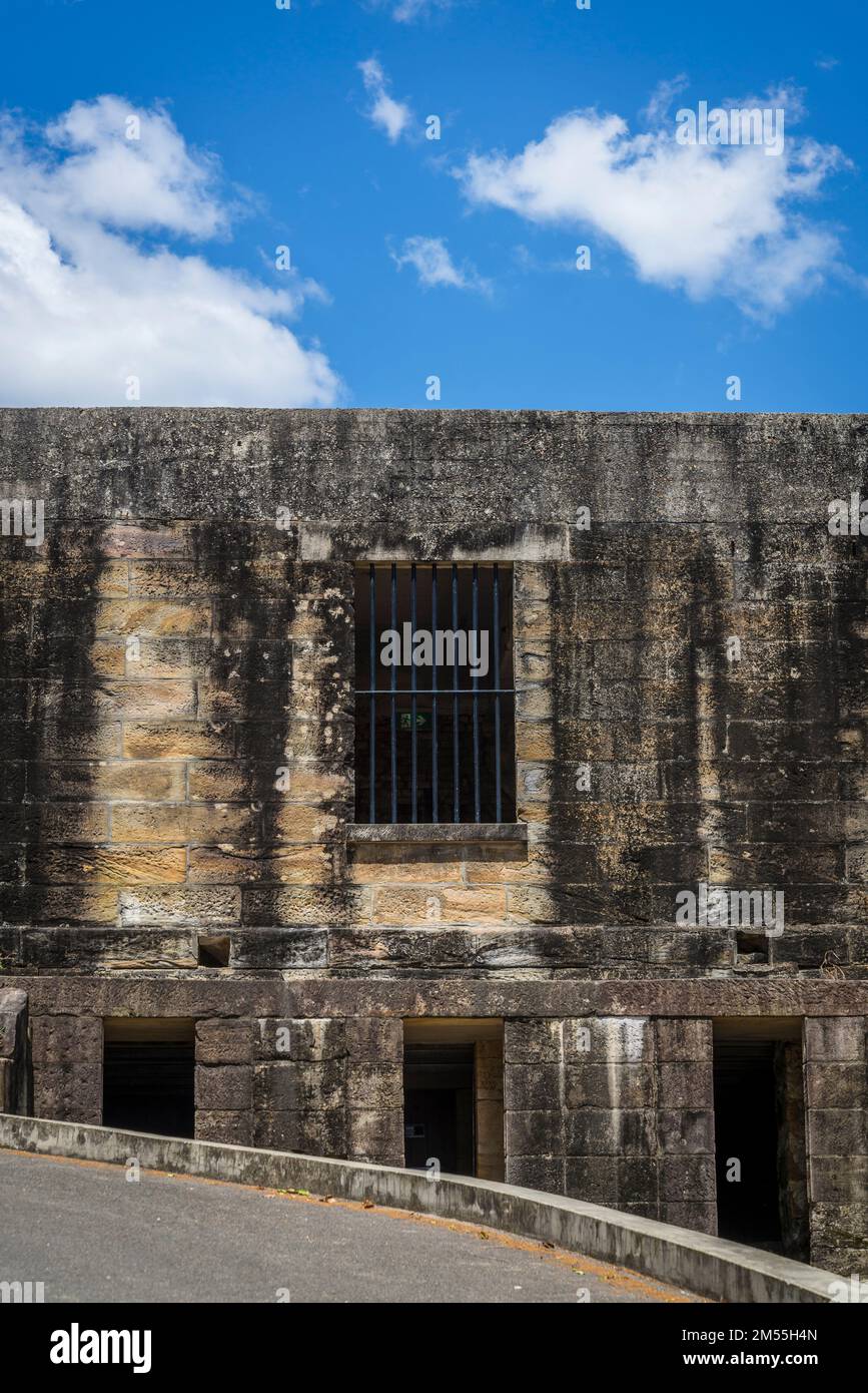 Former jail houses, Cockatoo Island, a UNESCO World Heritage at the junction of the Parramatta and Lane Cove River in Sydney Harbour, Sydney, NSW, Aus Stock Photo