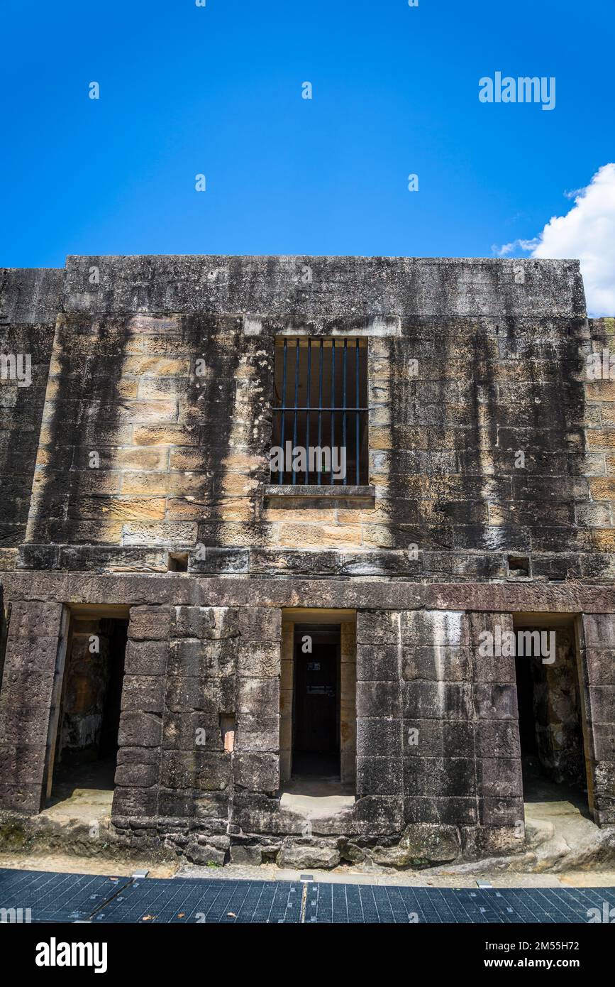Former jail houses, Cockatoo Island, a UNESCO World Heritage at the junction of the Parramatta and Lane Cove River in Sydney Harbour, Sydney, NSW, Aus Stock Photo