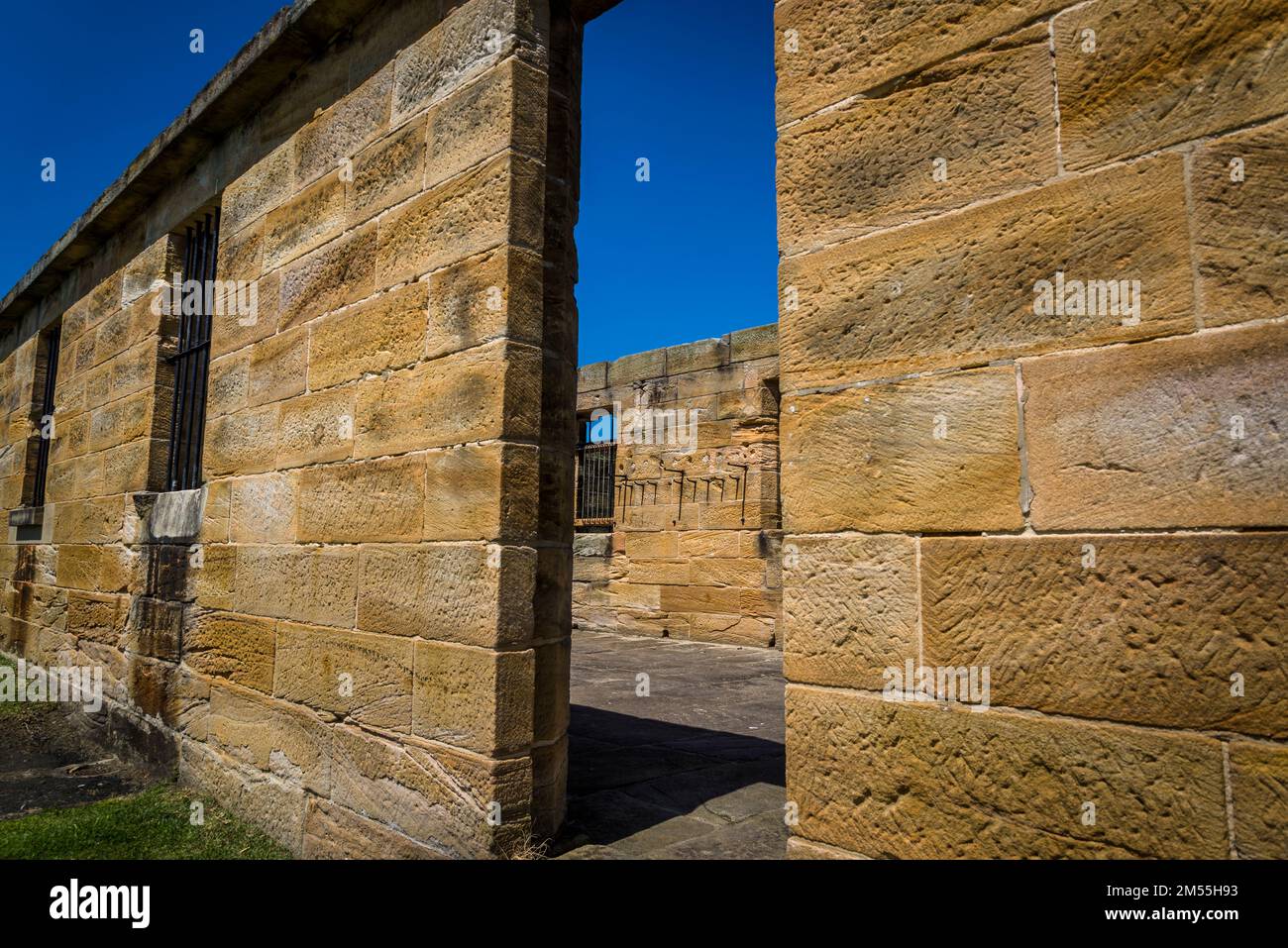 Former isolation cells of the convict prison, Cockatoo Island, a UNESCO World Heritage at the junction of the Parramatta and Lane Cove River in Sydney Stock Photo