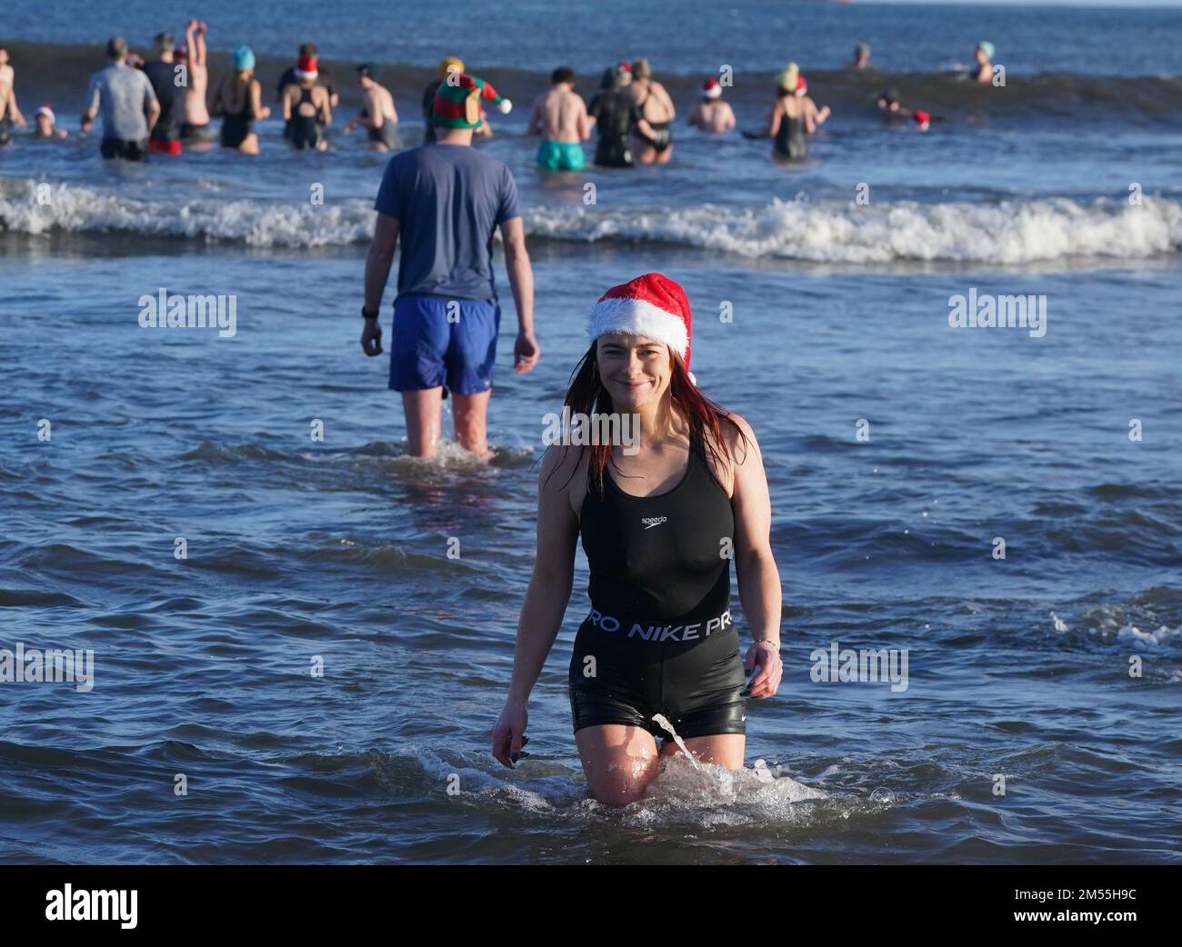 Bathers take part on the annual Boxing Day Swim at Tynemouth Longsands