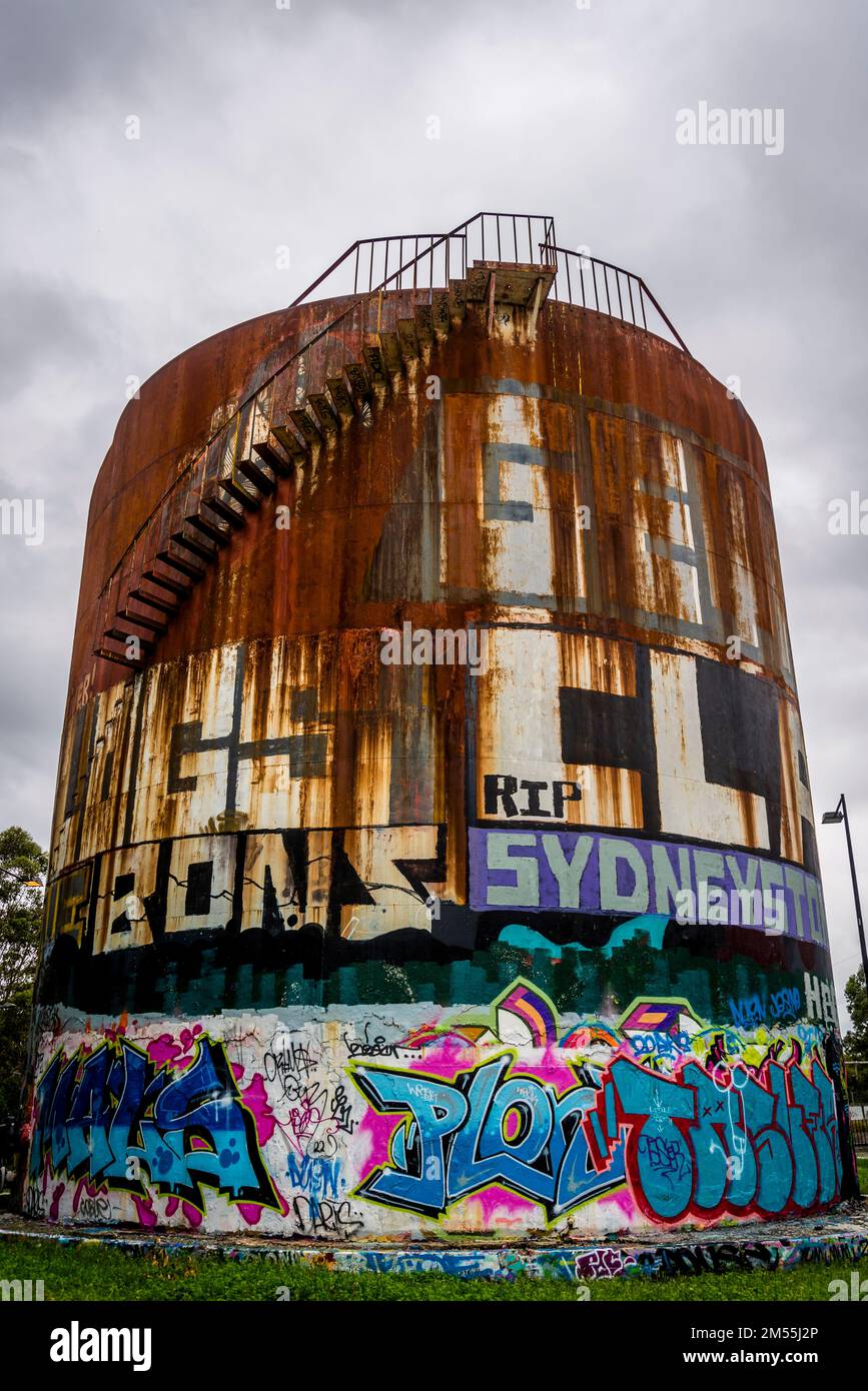 Disused old water tank, Casula suburb, Sydney, NSW, Australia Stock Photo Alamy