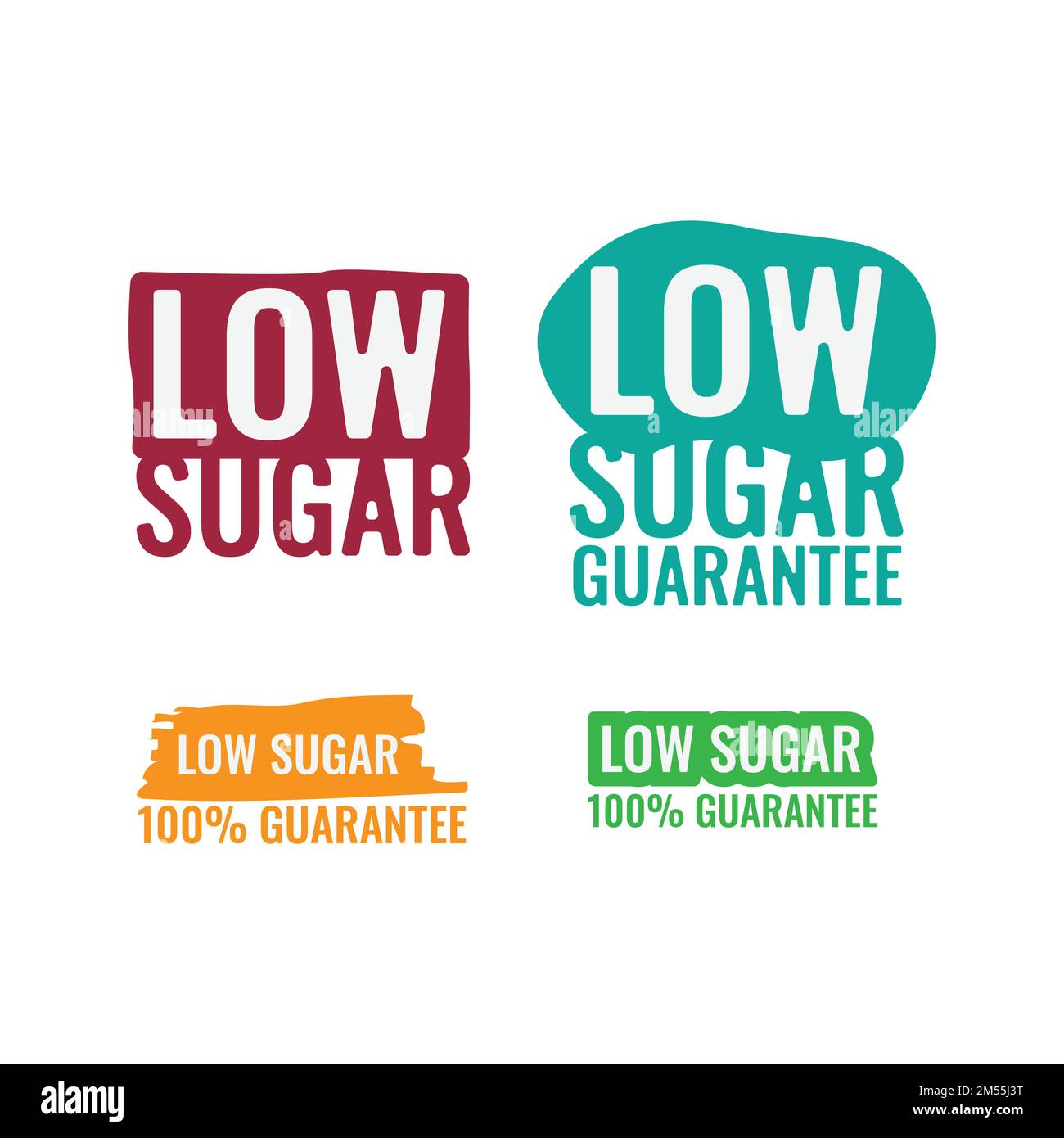 Low sugar Set of vector stickers for product package, label design, infographics. LOW SUGAR isolated logo templates Stock Vector
