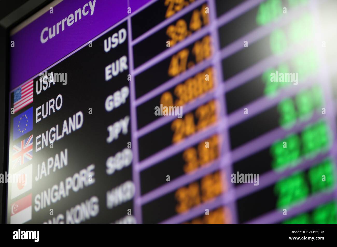 currency exchange rate board on digital display Stock Photo
