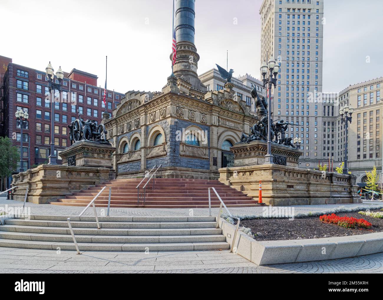 Cleveland’s Soldiers & Sailors Monument, designed and sculpted by Levi Scofield, a veteran of the 103rd Ohio Volunteer Infantry Regiment. Stock Photo