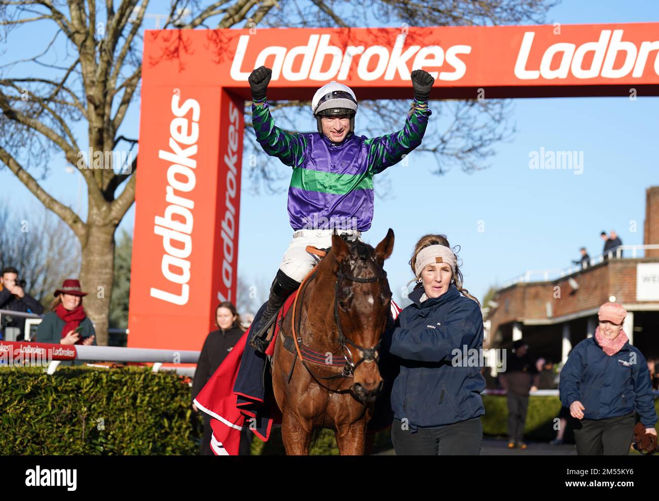 Tom O'Brien celebrates winning The Ladbrokes Kauto Star Novices’ Chase