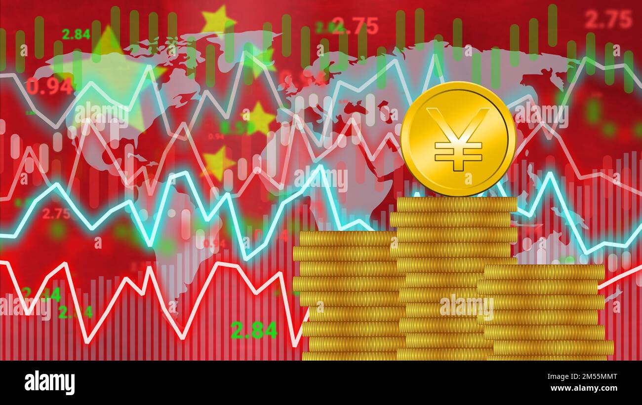 Yan Inflation changing yen value, rate, demand in market and inflation concept with ...