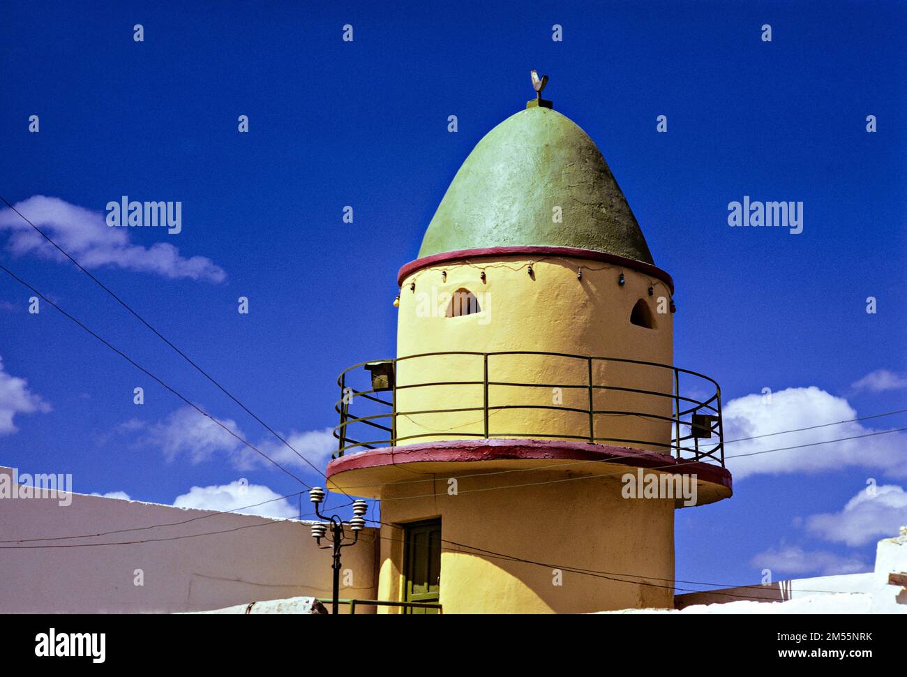 Ethiopia, 1970s, Harar, yellow and green mosque's minaret, Harari