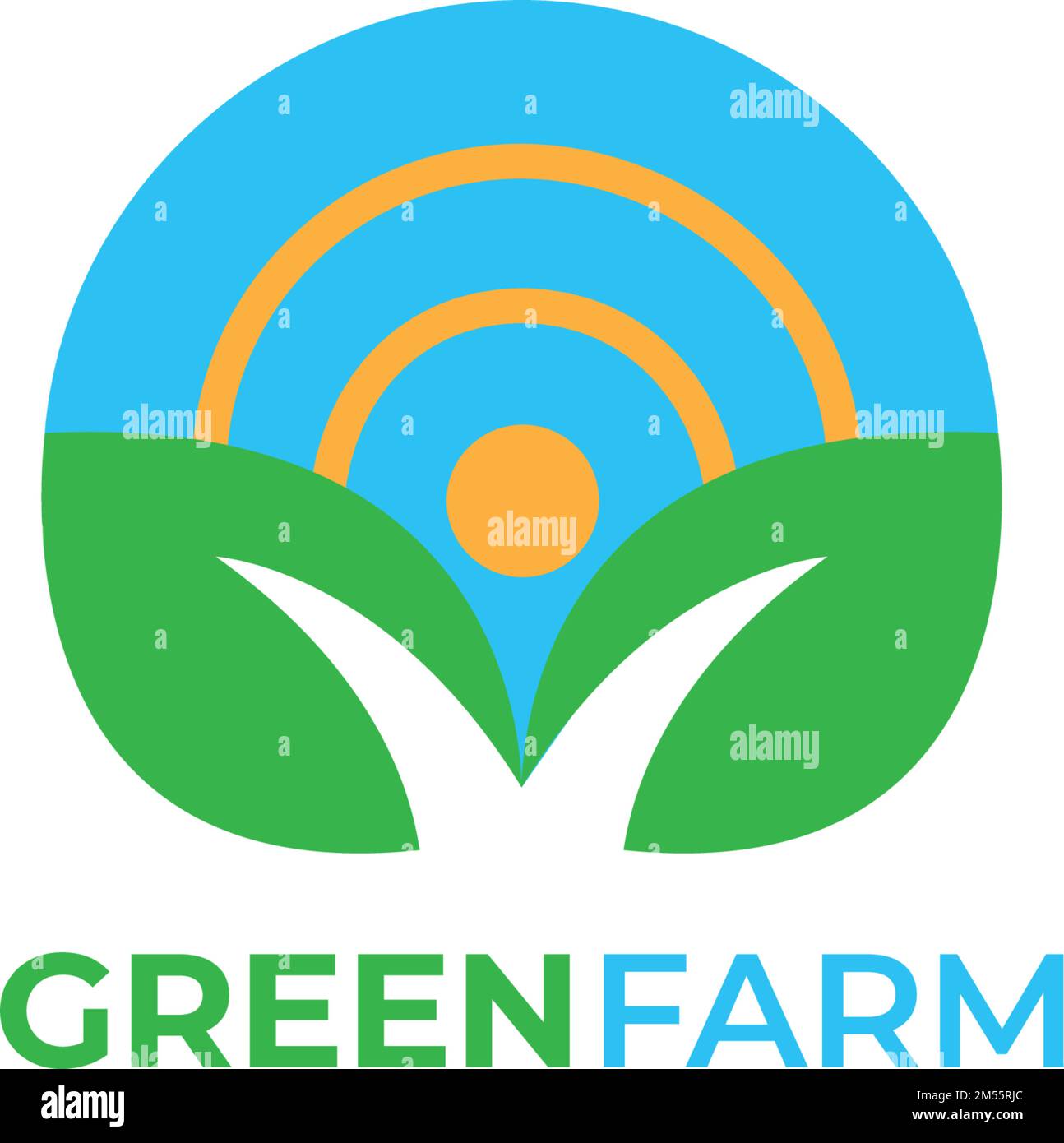 The sunrise leaves logo vector illustration - eco green farm natural ...
