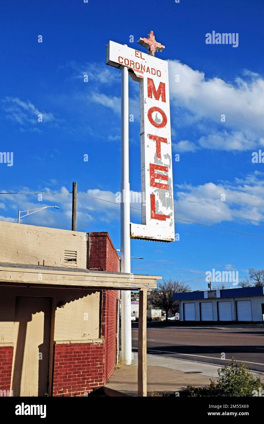 Vintage gallup new mexico route 66 motel vertical hires stock