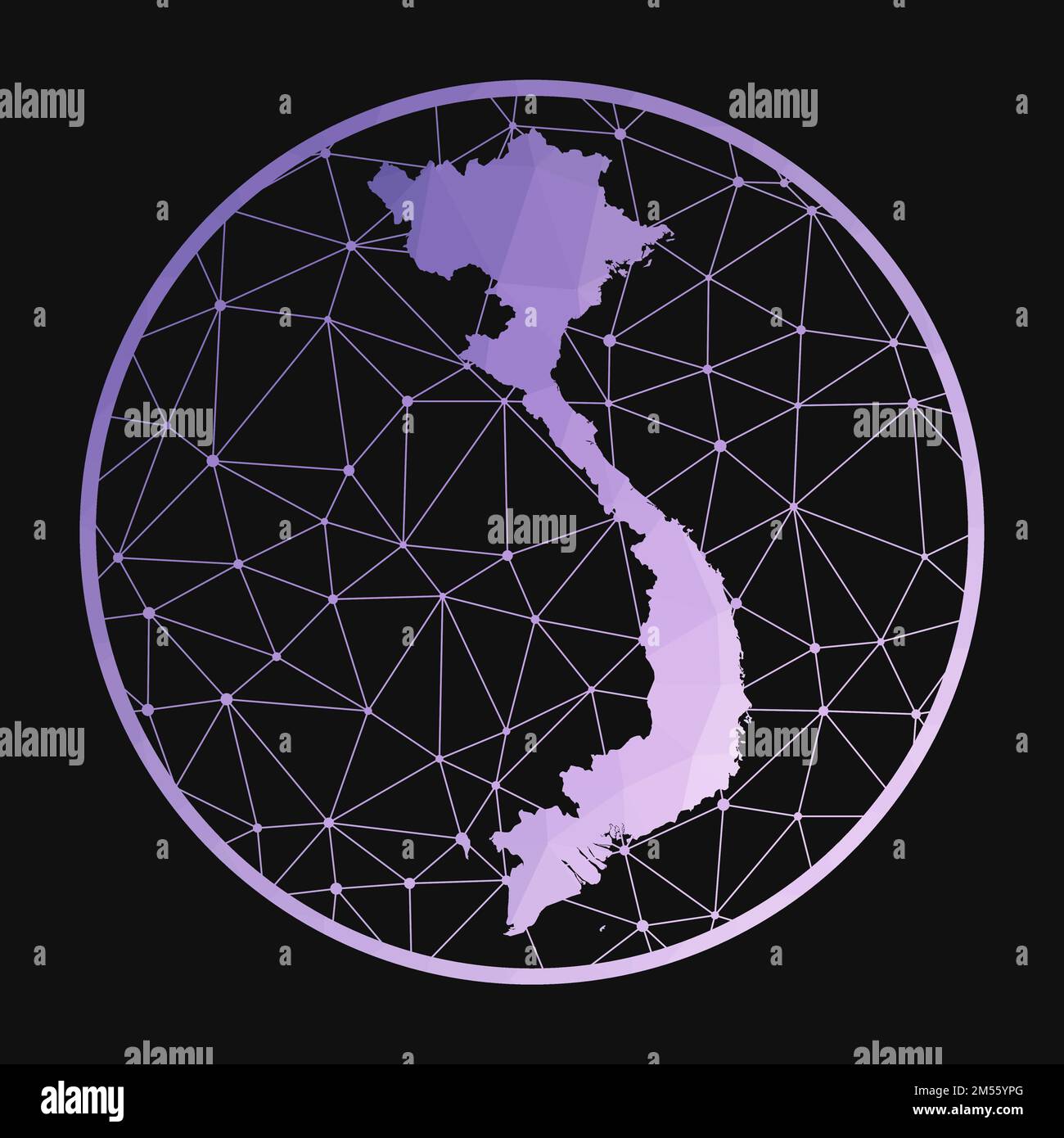 Vietnam icon. Vector polygonal map of the country. Vietnam icon in ...