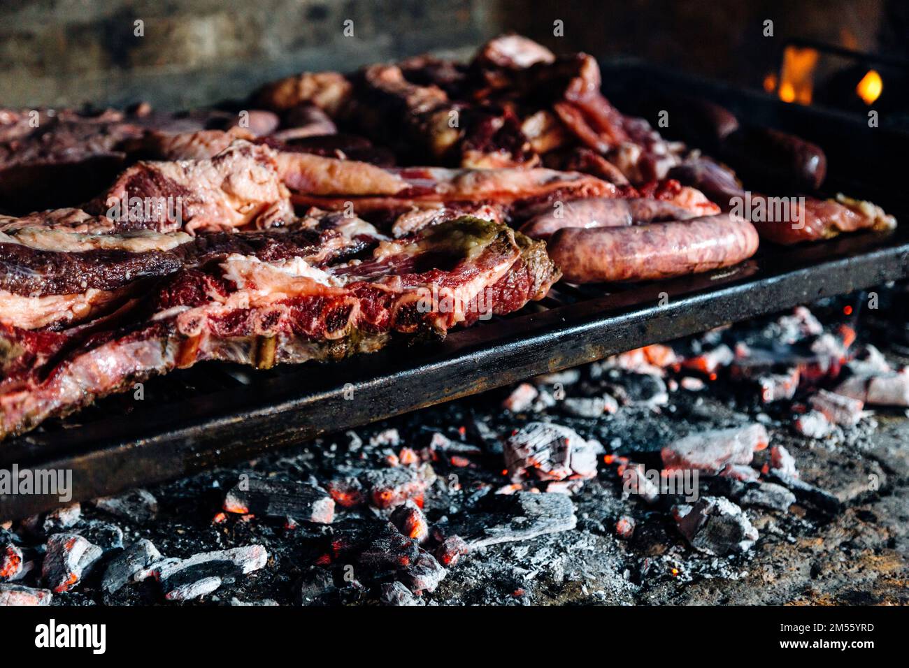 Parrilla Argentina, traditional barbecue made with ember straight from the  wood Stock Photo - Alamy